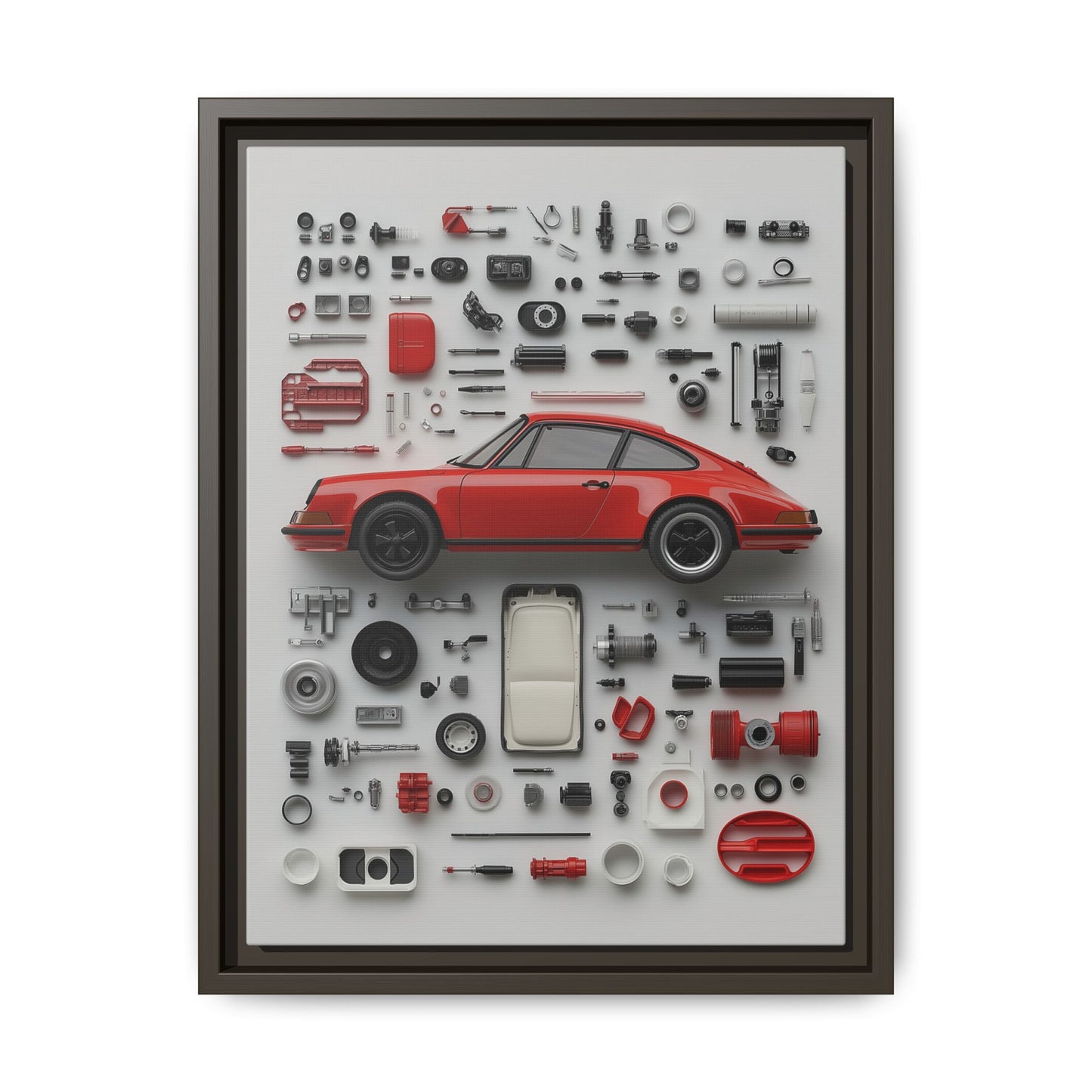 Red Classic Porsche Framed Canvas