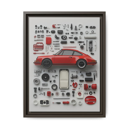 Red Classic Porsche Framed Canvas