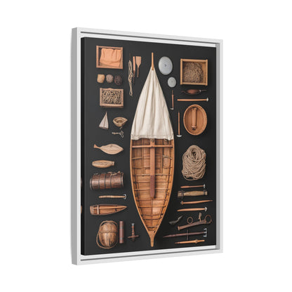 Wood Boat Framed Canvas