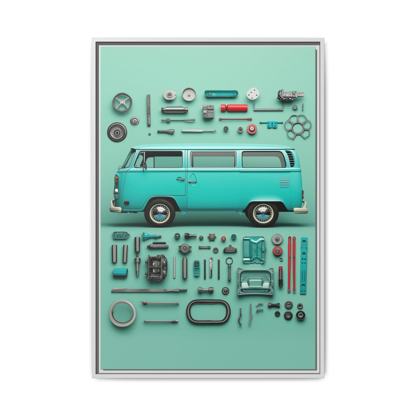 Blue Classic Van Framed Canvas