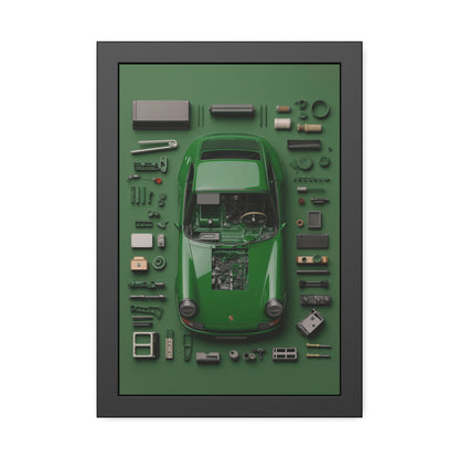 Green Classic Porsche Framed Poster US