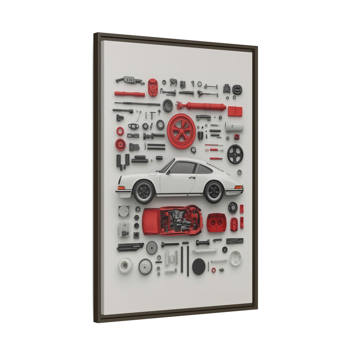 White Classic Porsche Framed Canvas