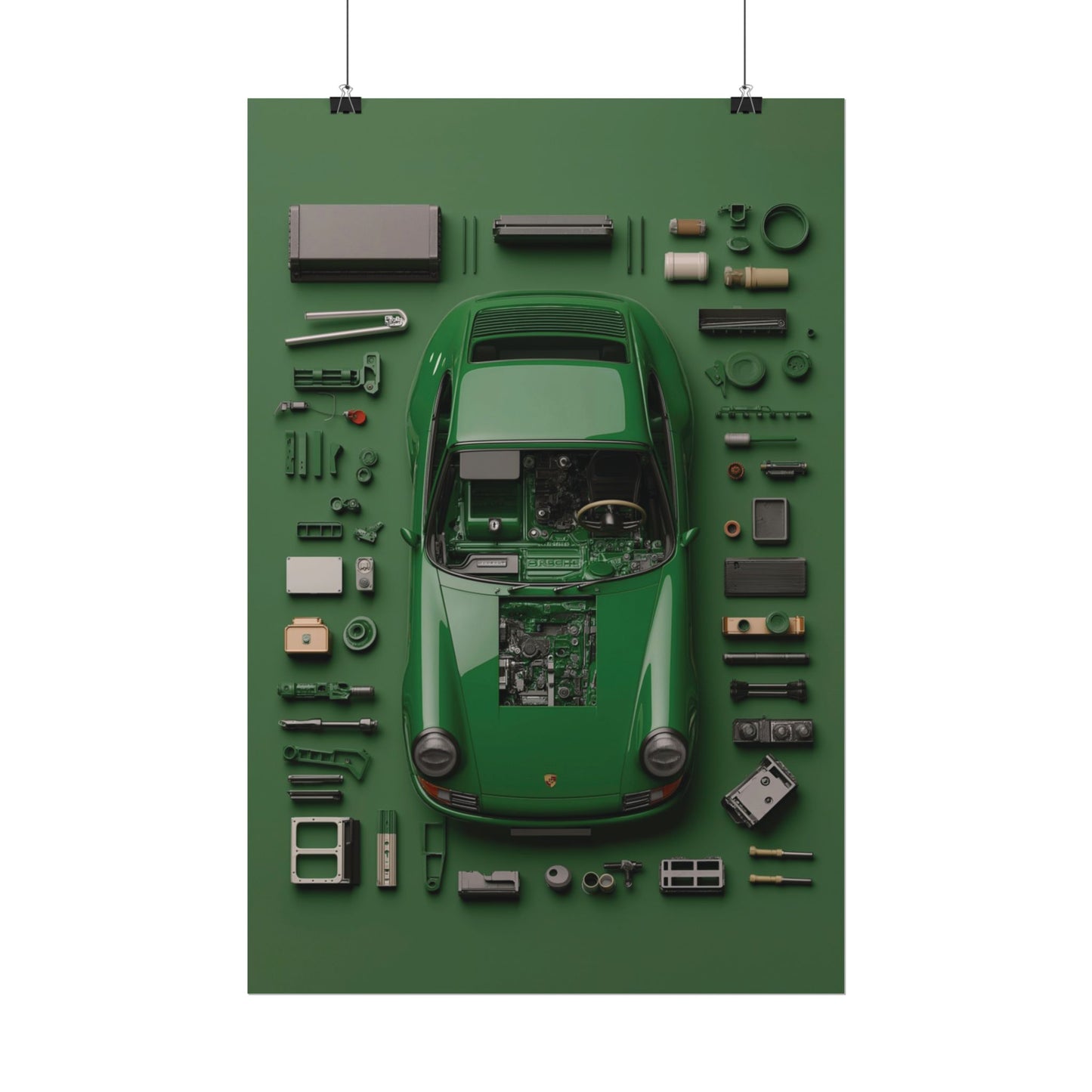 Green Classic Porsche Rolled Poster