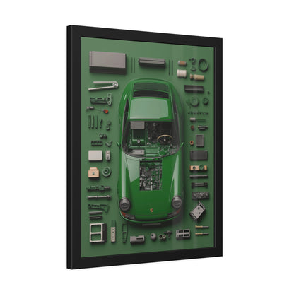 Green Classic Porsche Framed Poster US
