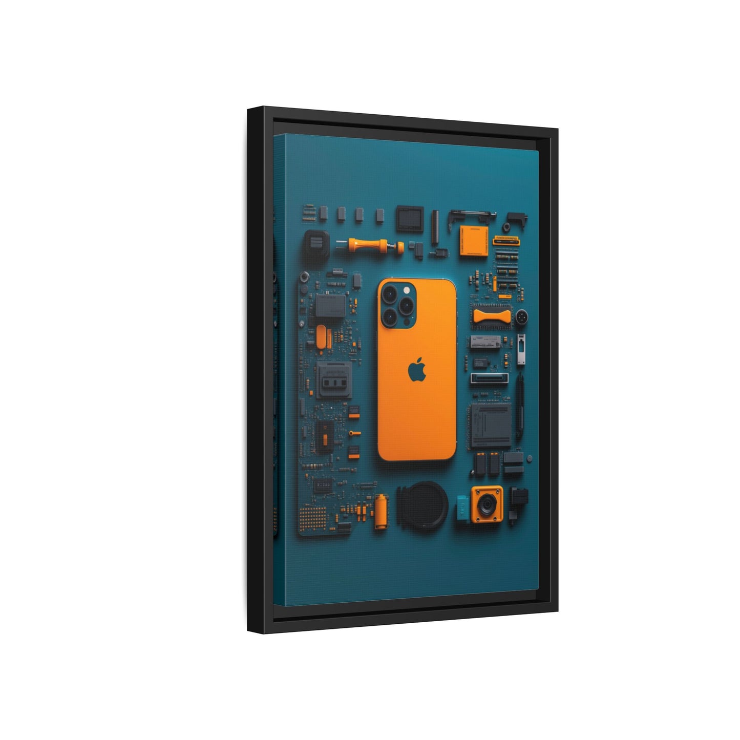 IPhone Orange Framed Canvas