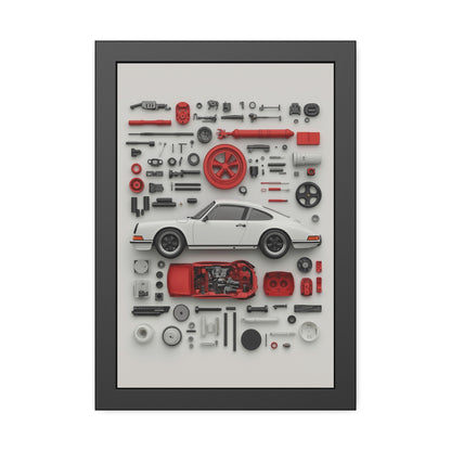 White Classic Porsche Framed Poster US