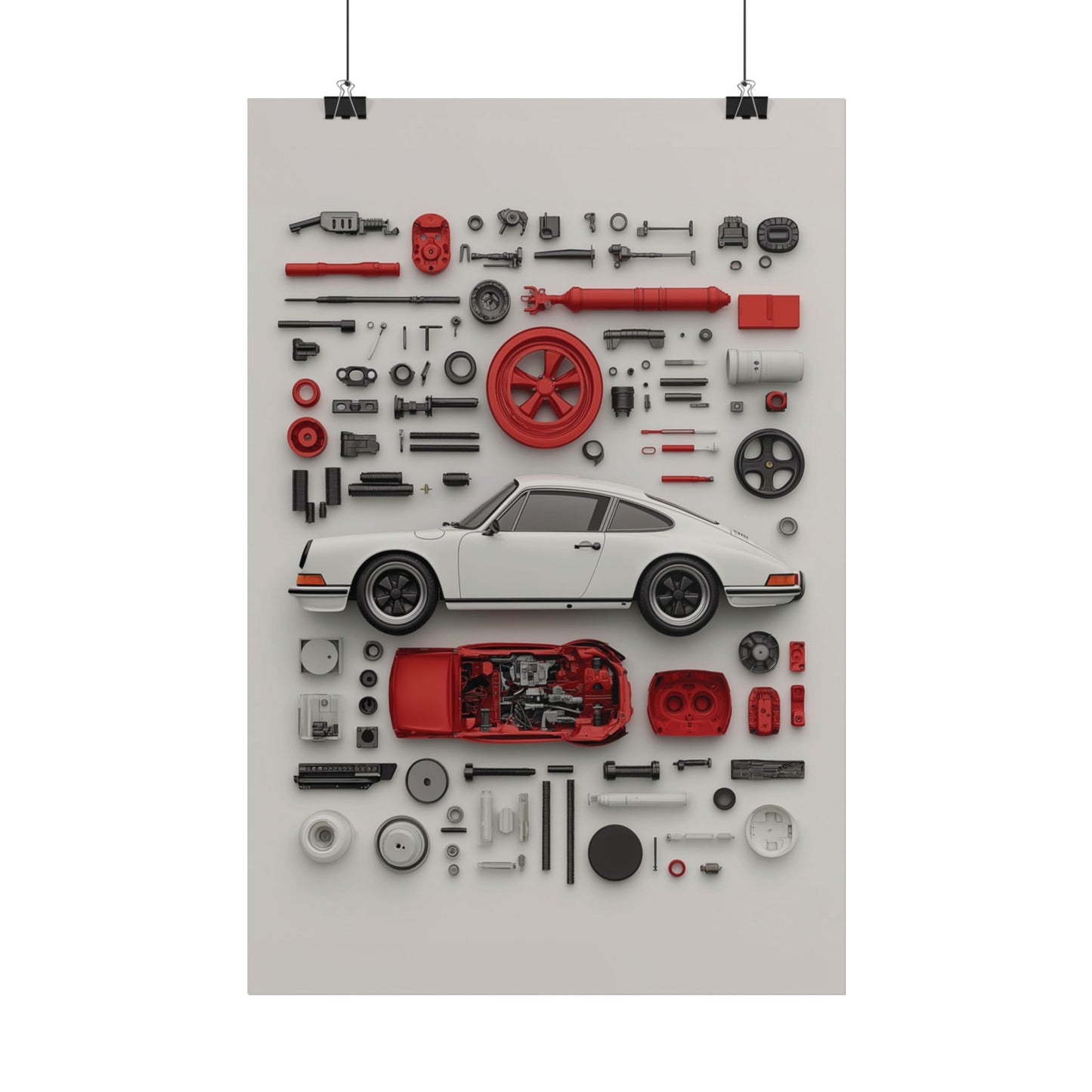 White Classic Porsche Rolled Poster