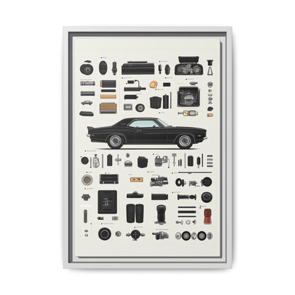 Black Mustang Framed Canvas