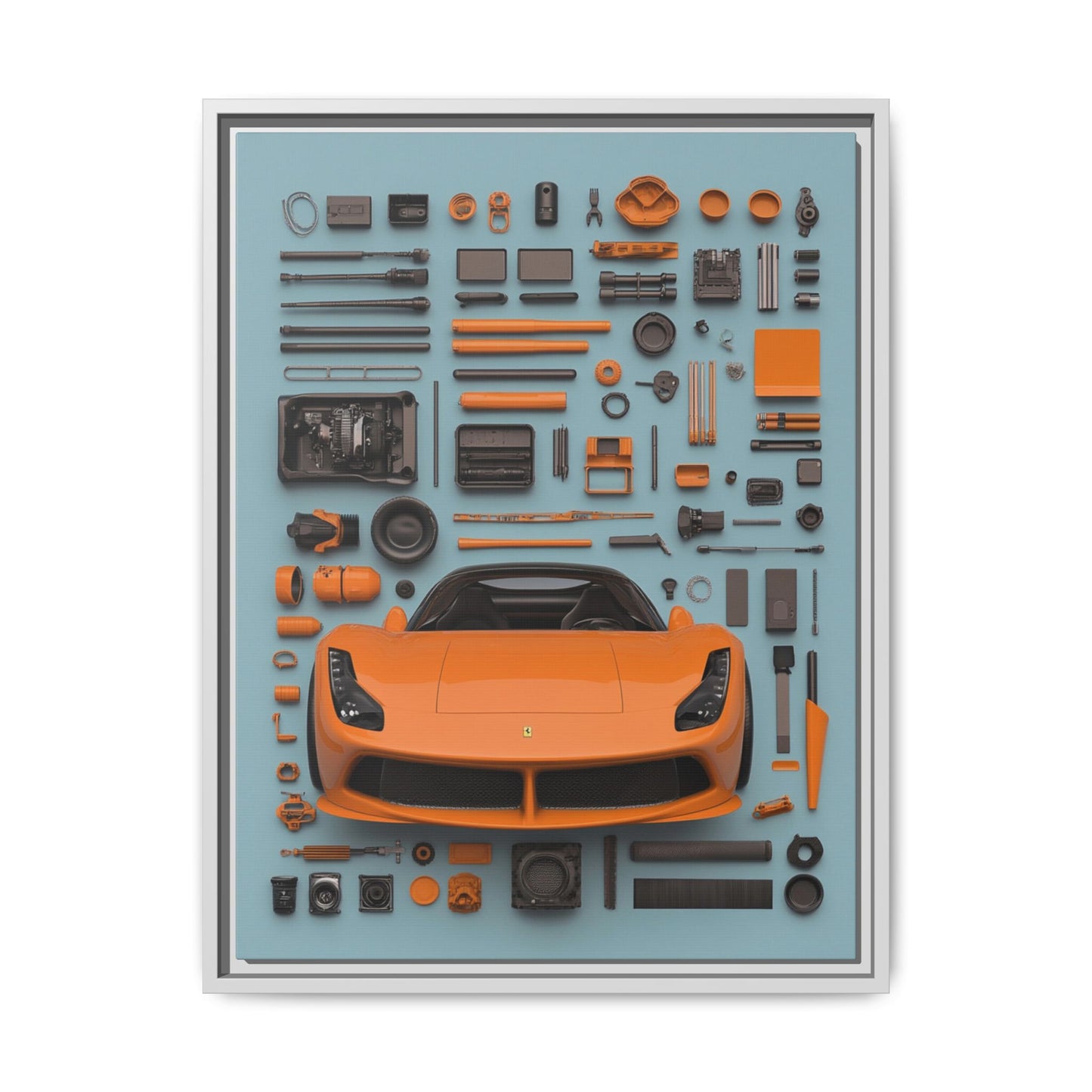 Orange Ferrari Framed Canvas