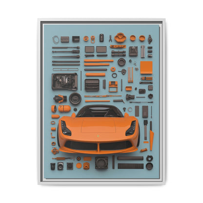 Orange Ferrari Framed Canvas