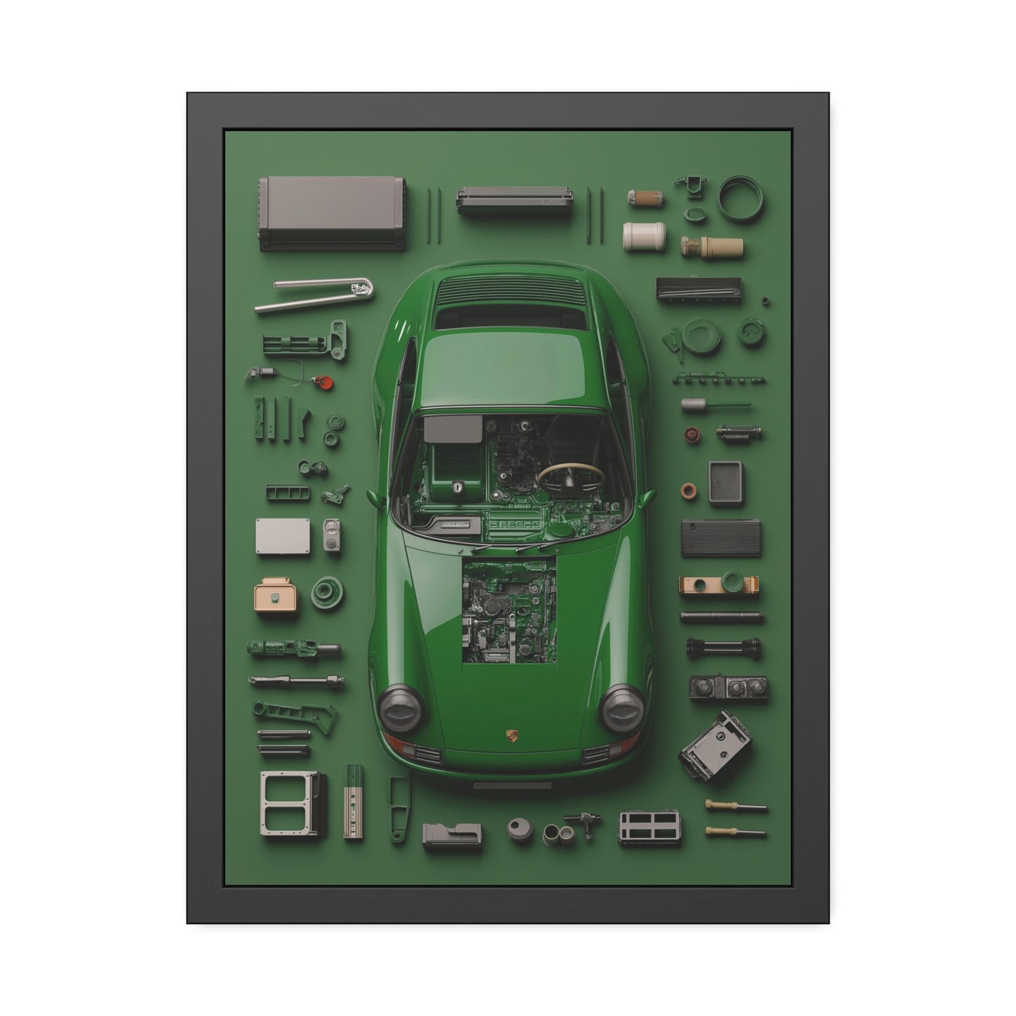 Green Classic Porsche Framed Poster US