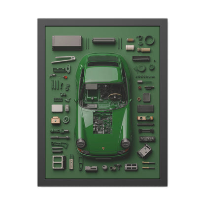 Green Classic Porsche Framed Poster US