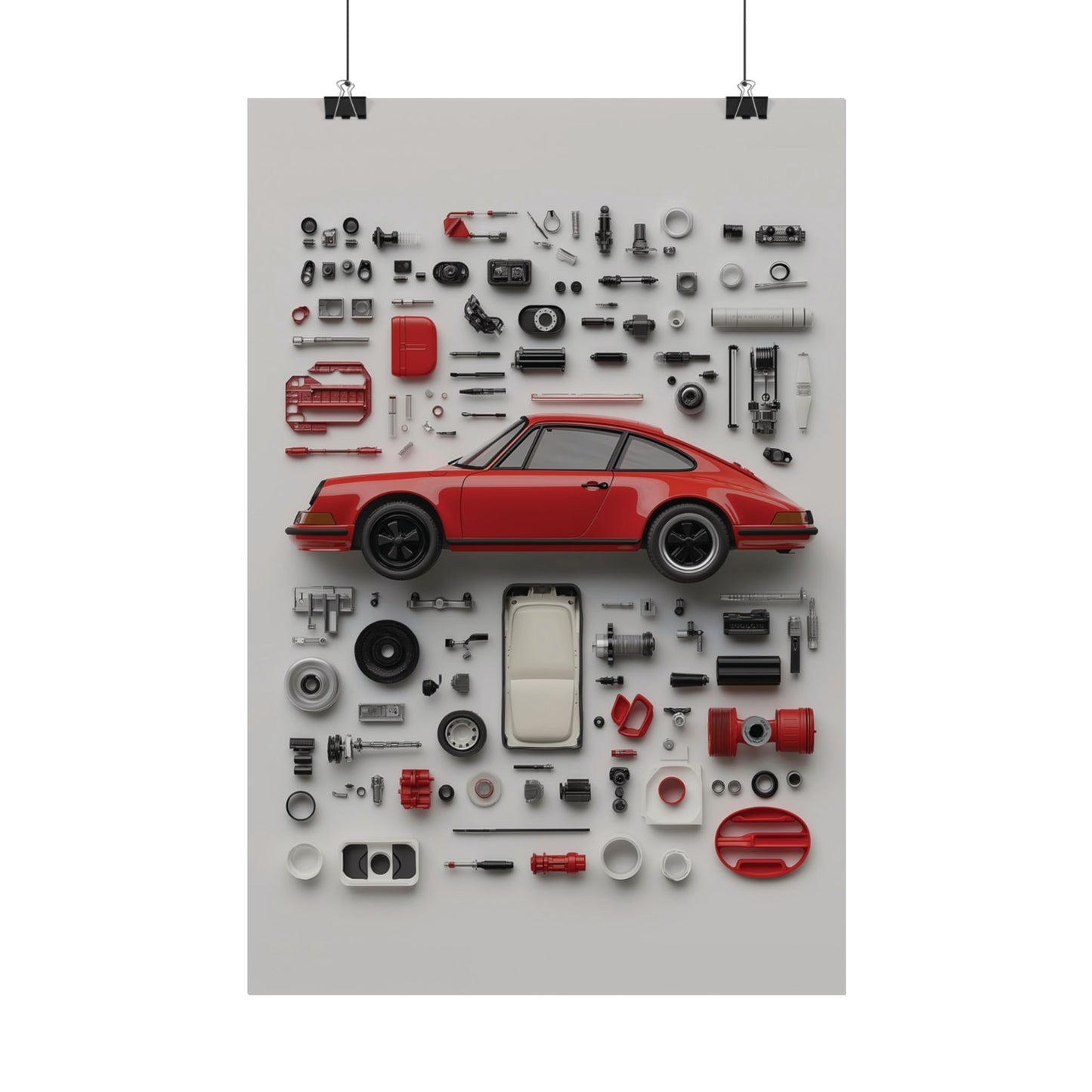 Red Classic Porsche Rolled Poster