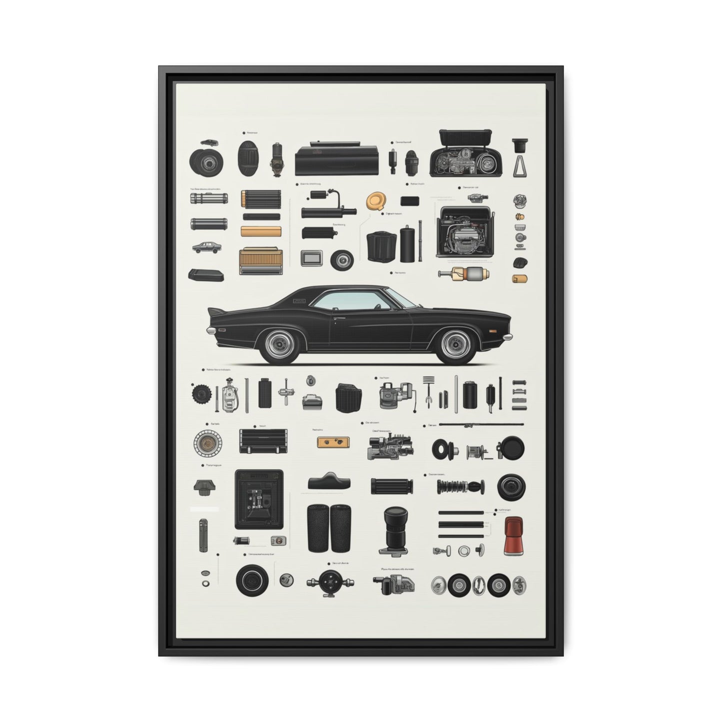 Black Mustang Framed Canvas