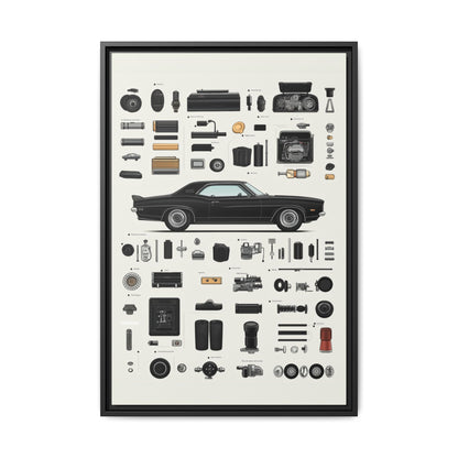 Black Mustang Framed Canvas