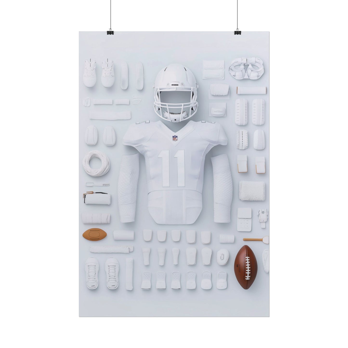 American Football White Rolled Poster