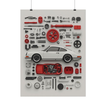 White Classic Porsche Rolled Poster
