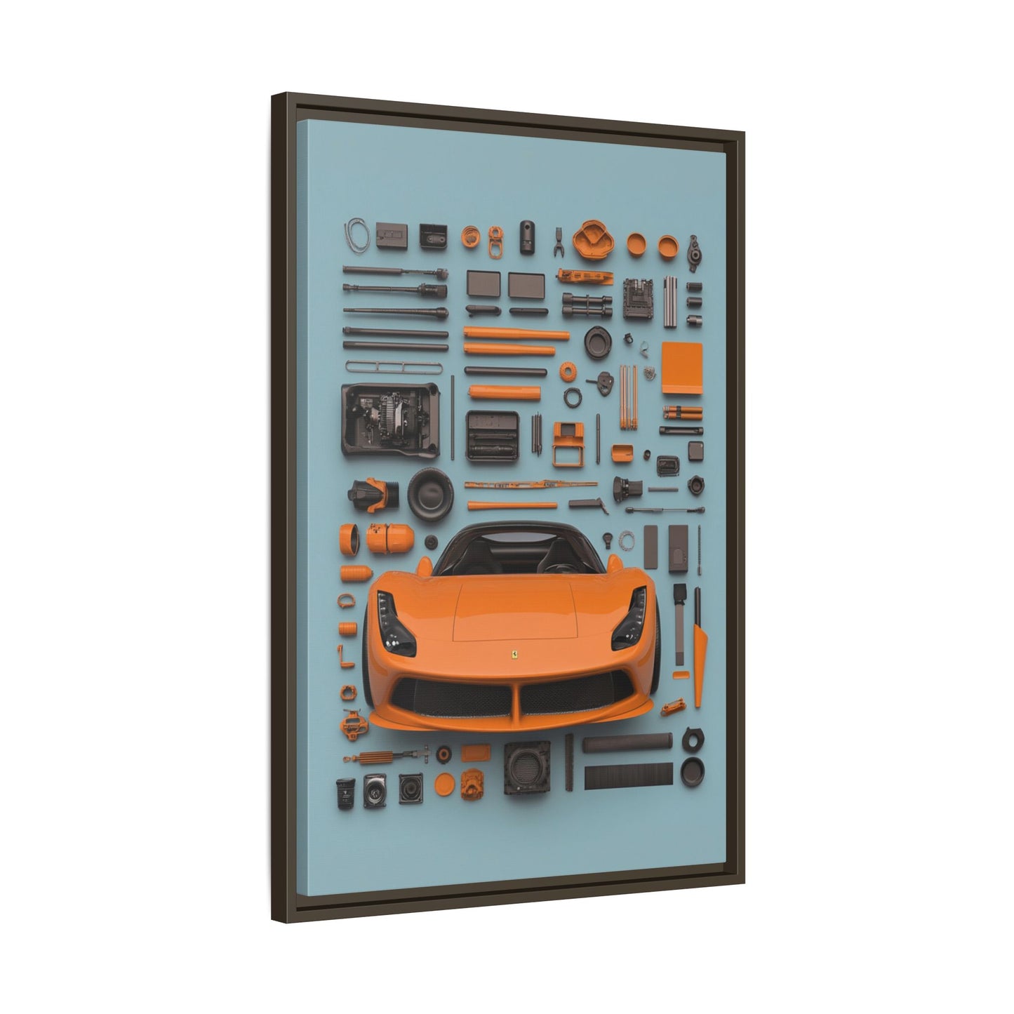 Orange Ferrari Framed Canvas