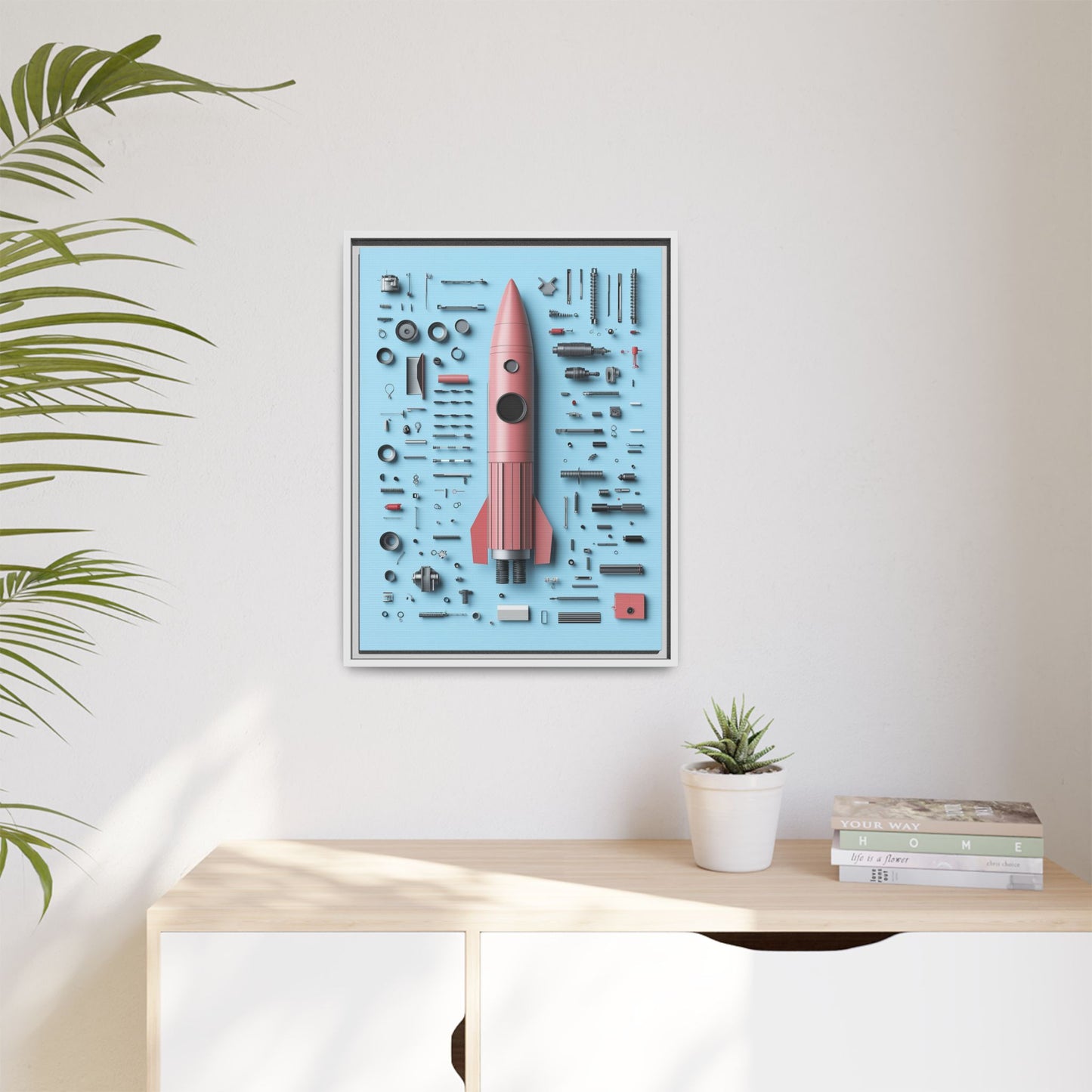 Pink Rocket Framed Canvas
