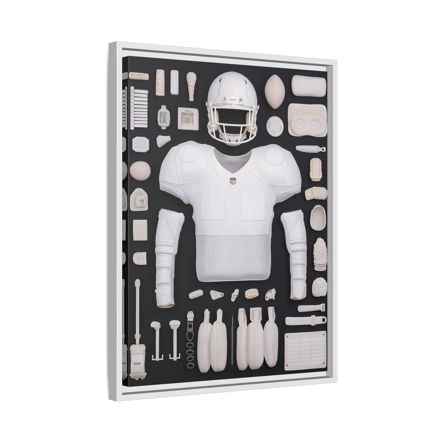 American Football Black Framed Canvas