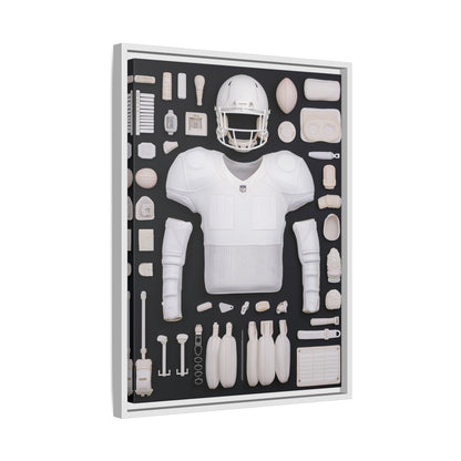 American Football Black Framed Canvas