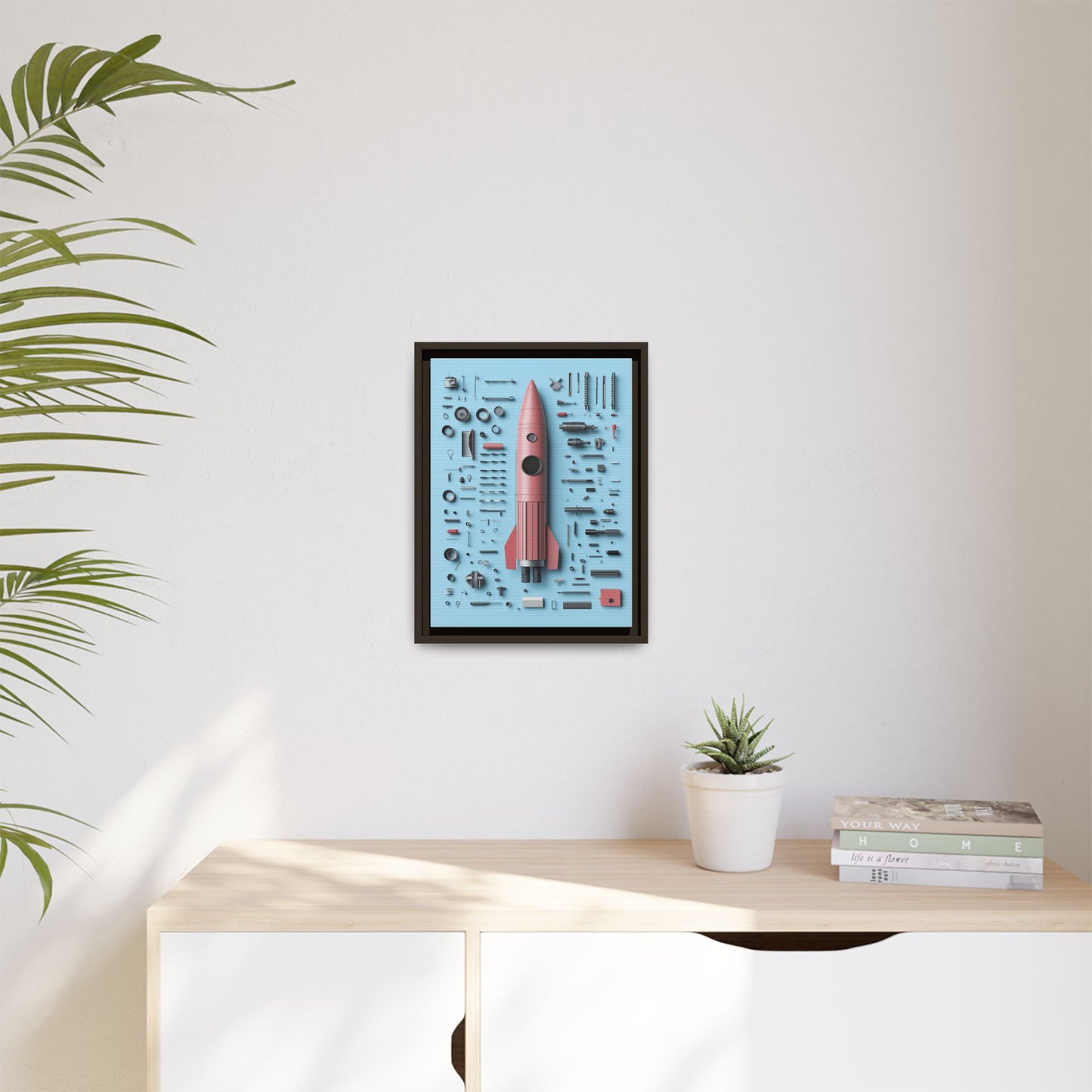 Pink Rocket Framed Canvas