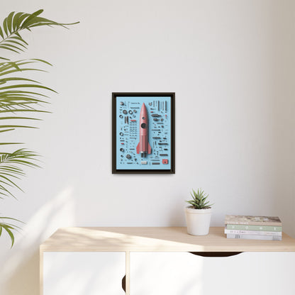 Pink Rocket Framed Canvas