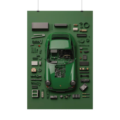 Green Classic Porsche Rolled Poster