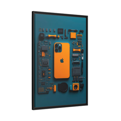 IPhone Orange Framed Canvas