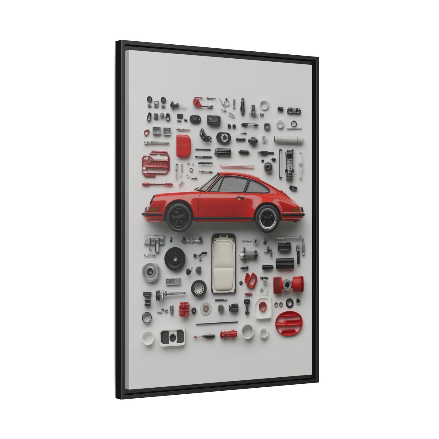 Red Classic Porsche Framed Canvas