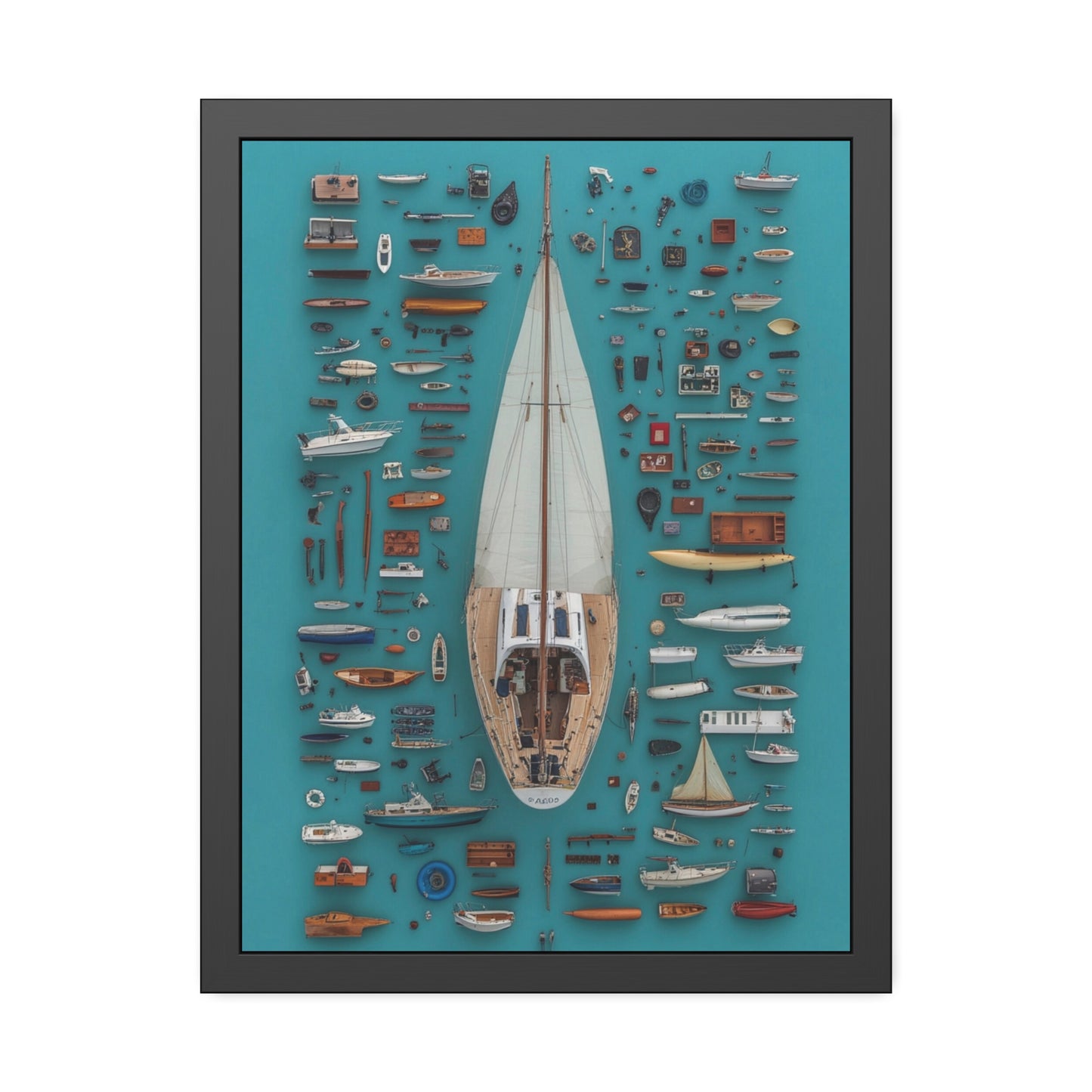Sailboat Blue Framed Poster US