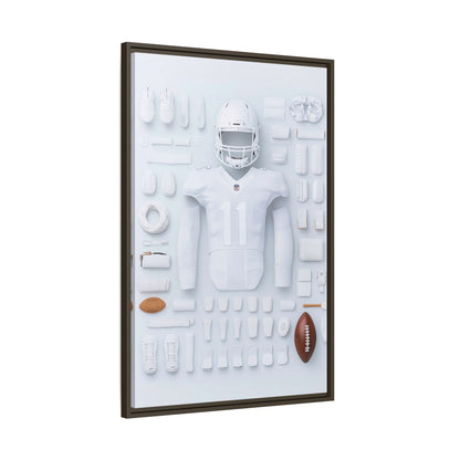 American Football White Framed Canvas
