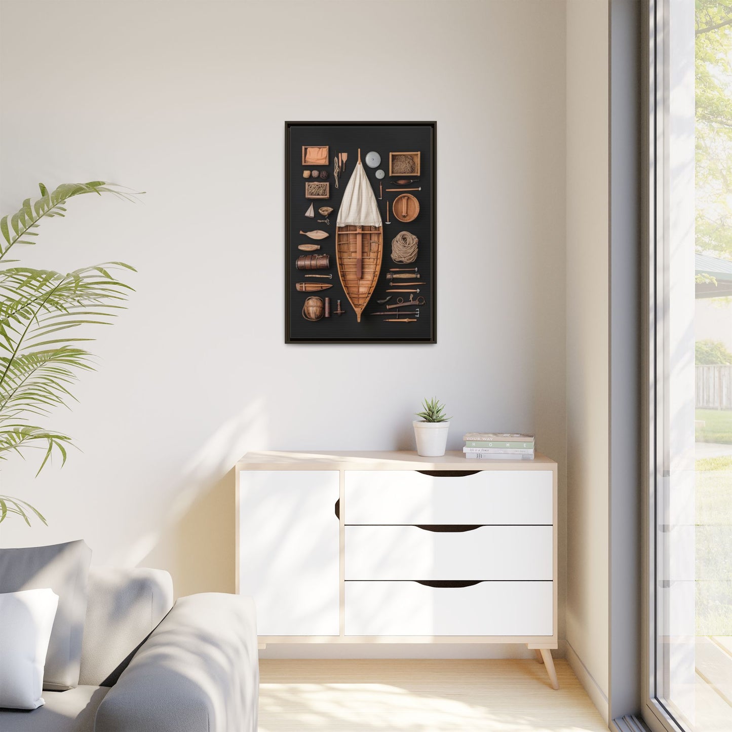 Wood Boat Framed Canvas