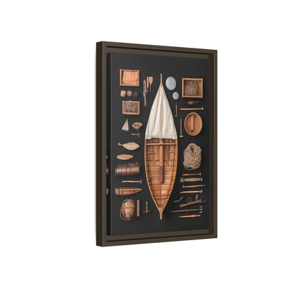 Wood Boat Framed Canvas