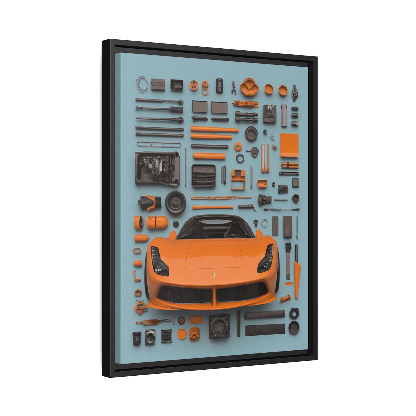 Orange Ferrari Framed Canvas