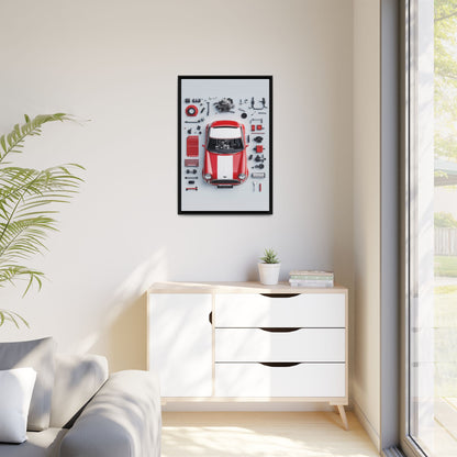 Mini Cooper Mod Framed Canvas