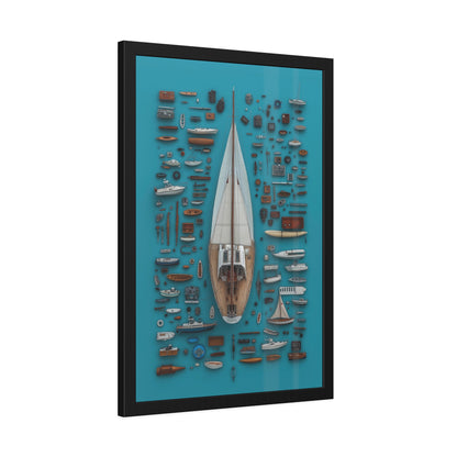 Sailboat Blue Framed Poster US