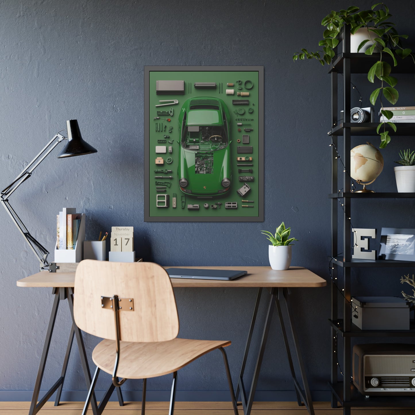 Green Classic Porsche Framed Poster US