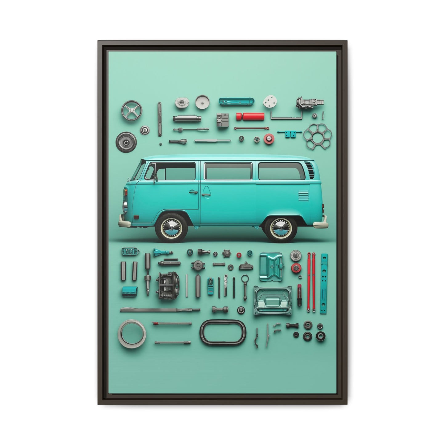 Blue Classic Van Framed Canvas