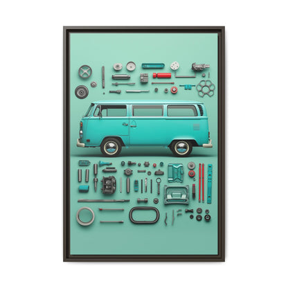 Blue Classic Van Framed Canvas