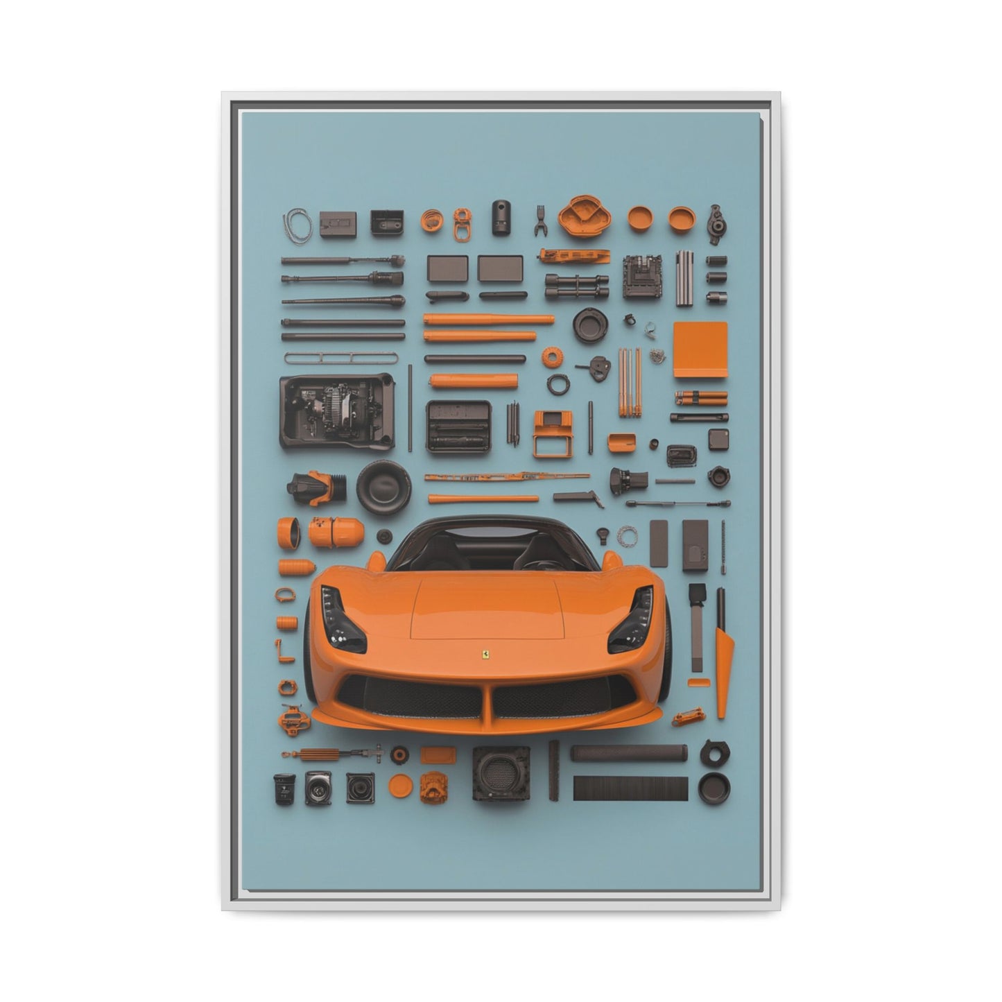 Orange Ferrari Framed Canvas