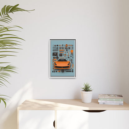 Orange Ferrari Framed Canvas