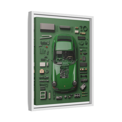 Green Classic Porsche Framed Canvas