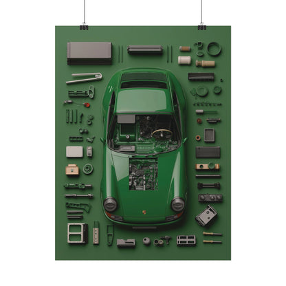 Green Classic Porsche Rolled Poster