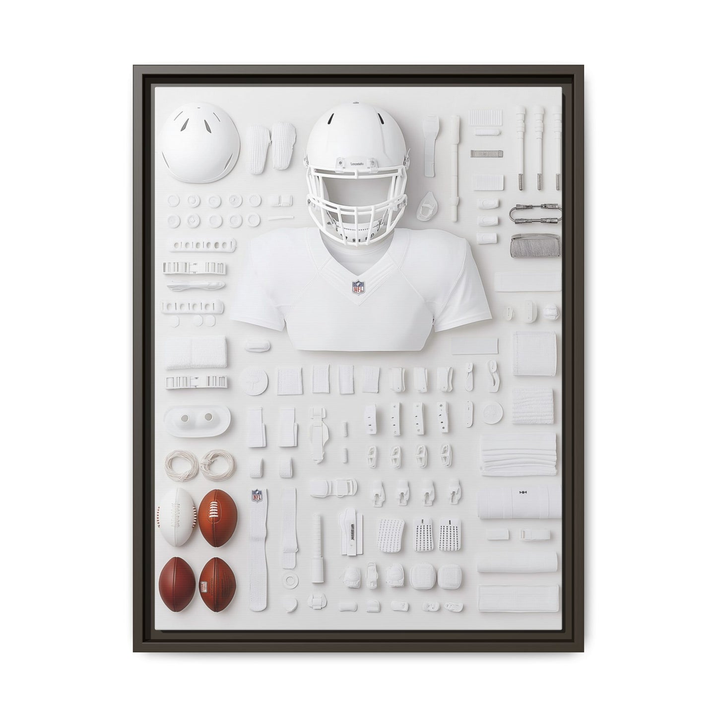 American Football Equipment Framed Canvas