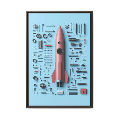 Pink Rocket Framed Canvas