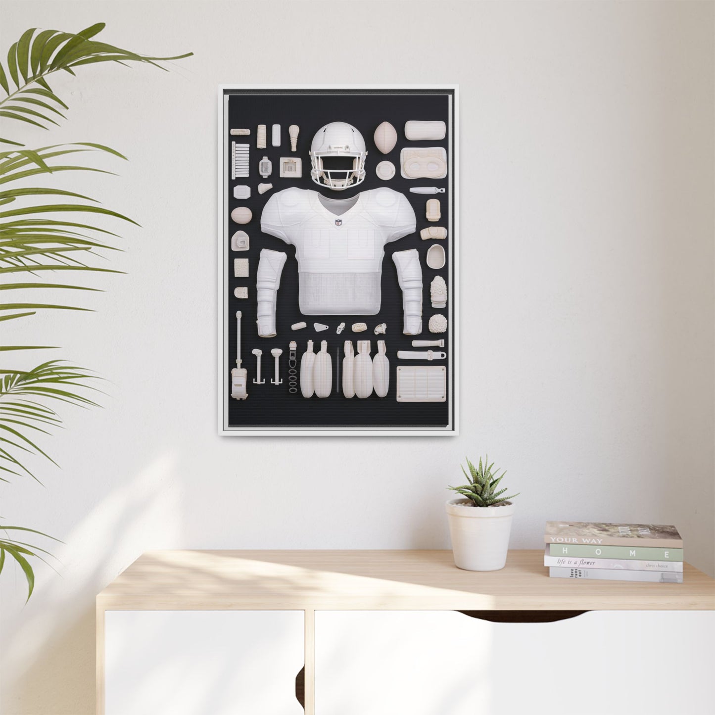 American Football Black Framed Canvas