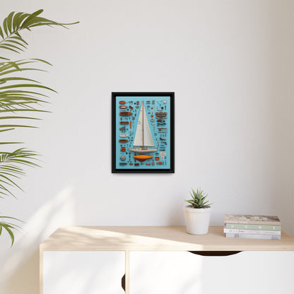 Sailboat White Framed Canvas
