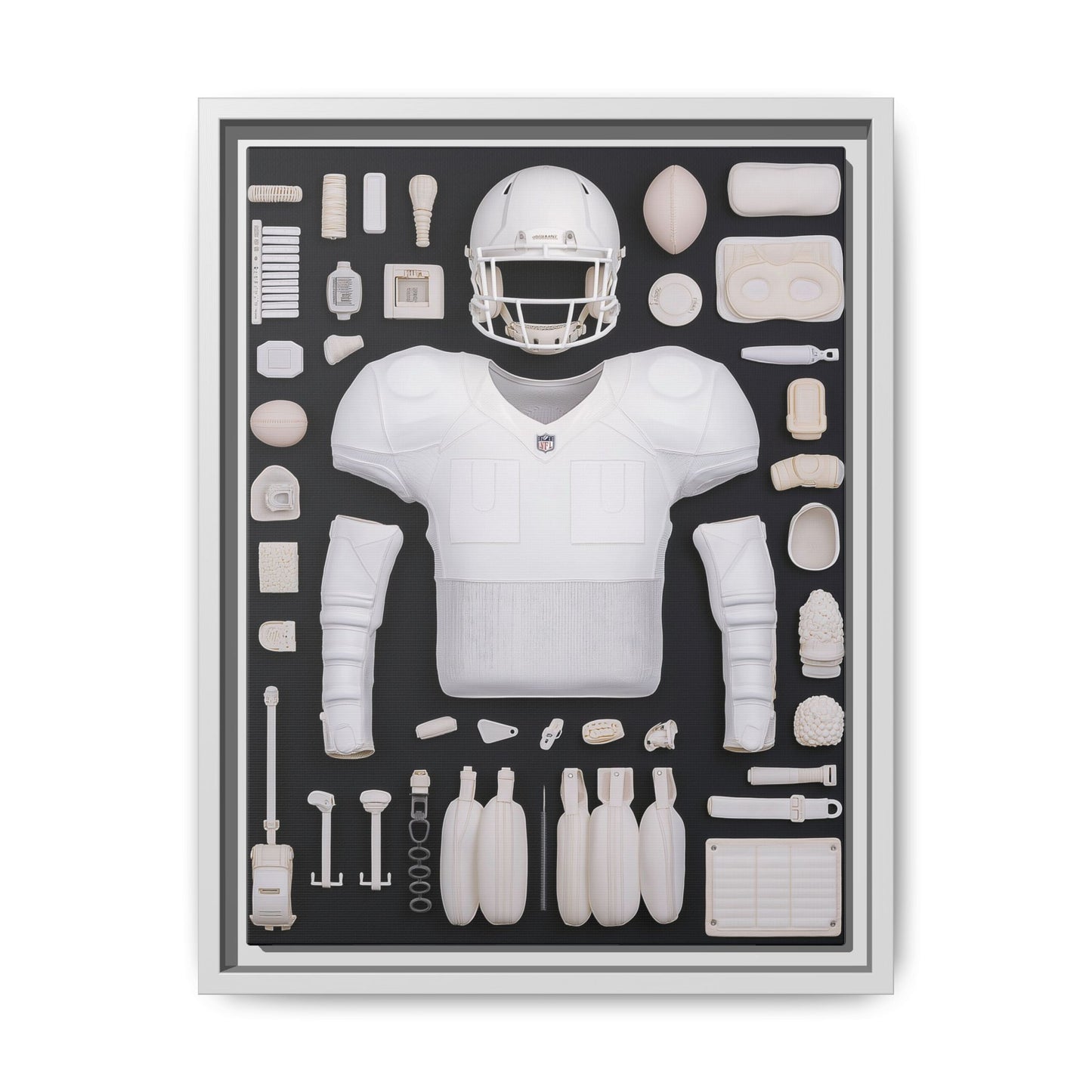 American Football Black Framed Canvas