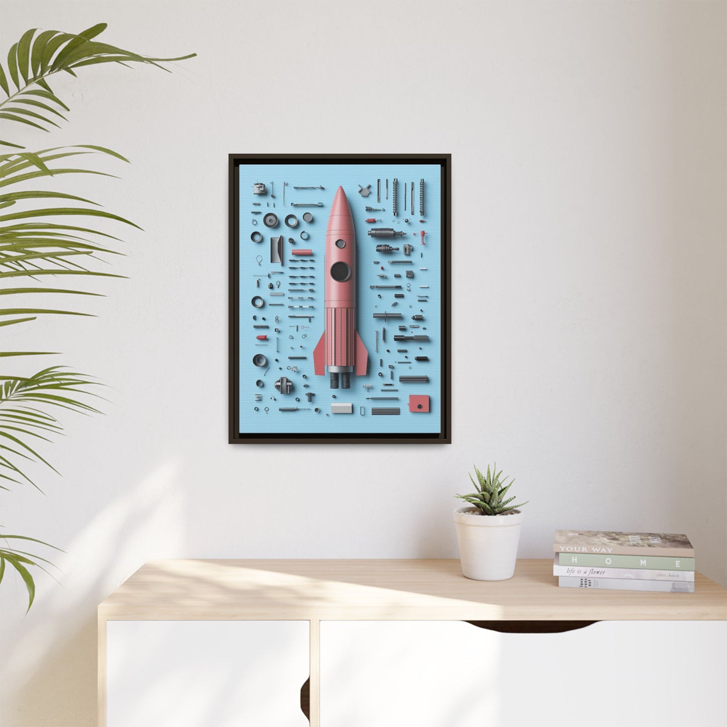 Pink Rocket Framed Canvas